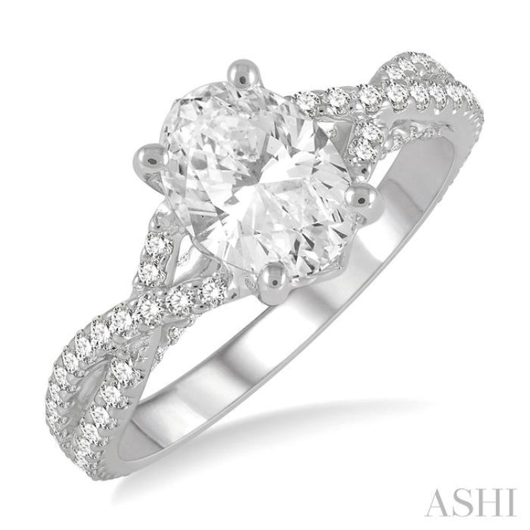 Oval Shape Semi-Mount Diamond Engagement Ring