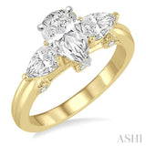 Pear Shape Past Present & Future Semi-Mount Diamond Engagement Ring