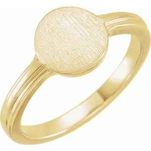 White 10x9 mm Oval Signet Ring Grooved Shoulders - Luvona