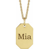 14K Yellow 16.00x9.00 mm Engravable Dog Tag 16-18" Necklace - Luvona