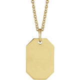 14K Yellow 16.00x9.00 mm Engravable Dog Tag 16-18" Necklace - Luvona