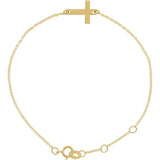 14K Yellow Engravable Cross 6 1/2-7 1/2" Bracelet - Luvona