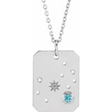 14K Yellow Natural Blue Zircon & .0075 CTW Natural Diamond Zodiac Constellation 16-18" Necklace