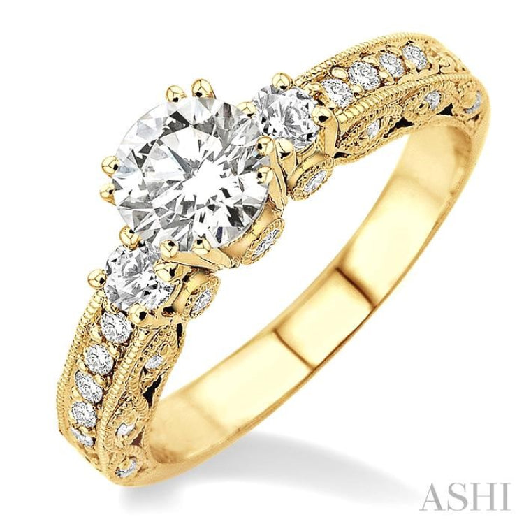 Past Present & Future Semi-Mount Diamond Engagement Ring