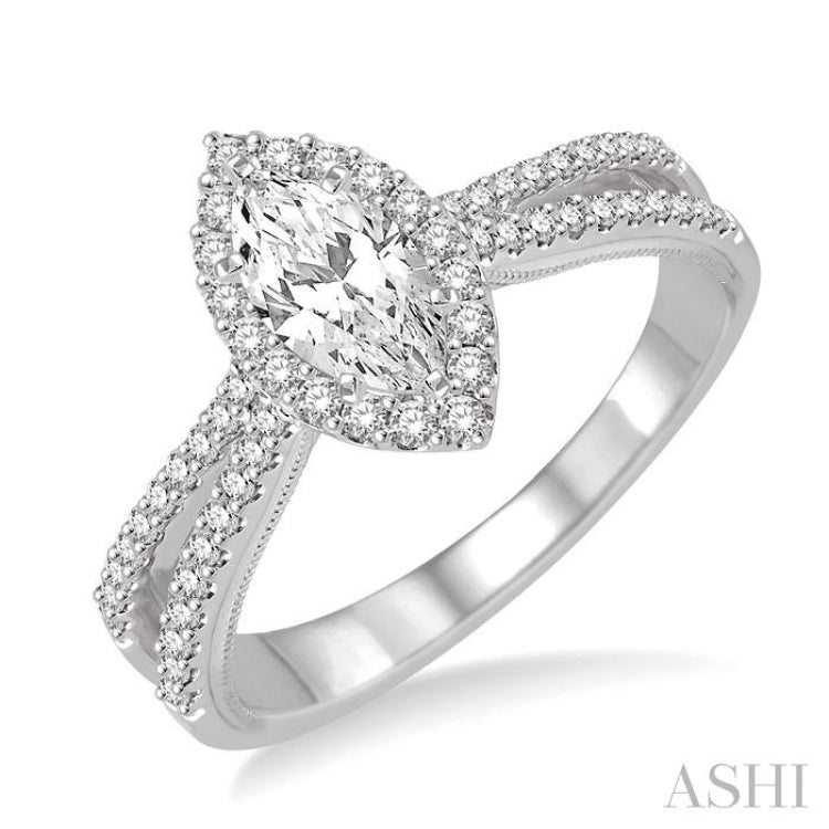 Marquise Shape Semi-Mount Diamond Engagement Ring