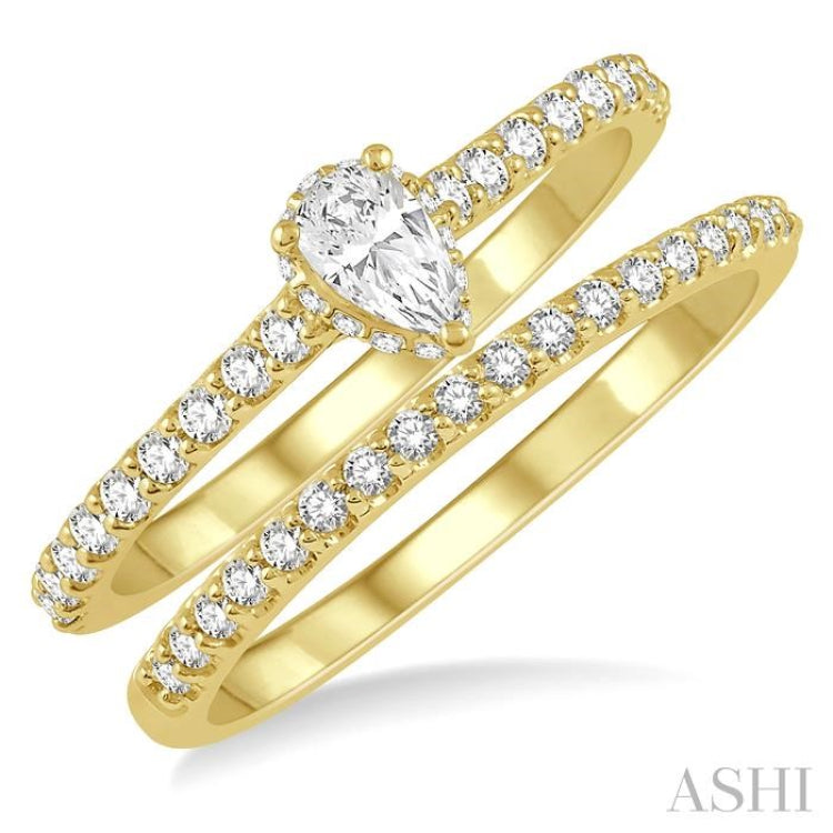 Pear Shape Diamond Wedding Set