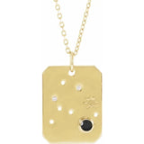 14K Yellow Natural Blue Zircon & .0075 CTW Natural Diamond Zodiac Constellation 16-18" Necklace