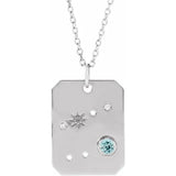 14K Yellow Natural Blue Zircon & .0075 CTW Natural Diamond Zodiac Constellation 16-18" Necklace