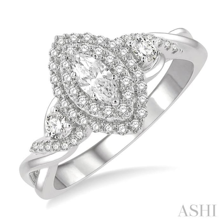 Marquise Shape Semi-Mount Diamond Engagement Ring