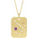 14K Yellow Natural Blue Zircon & .0075 CTW Natural Diamond Zodiac Constellation 16-18" Necklace