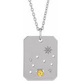 14K Yellow Natural Blue Zircon & .0075 CTW Natural Diamond Zodiac Constellation 16-18" Necklace