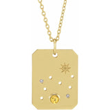 14K Yellow Natural Blue Zircon & .0075 CTW Natural Diamond Zodiac Constellation 16-18" Necklace