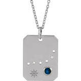 14K Yellow Natural Blue Zircon & .0075 CTW Natural Diamond Zodiac Constellation 16-18" Necklace