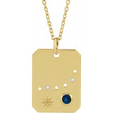 14K Yellow Natural Blue Zircon & .0075 CTW Natural Diamond Zodiac Constellation 16-18" Necklace