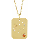 14K Yellow Natural Blue Zircon & .0075 CTW Natural Diamond Zodiac Constellation 16-18" Necklace