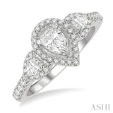 Pear Shape Past Present & Future Semi-Mount Diamond Engagement Ring