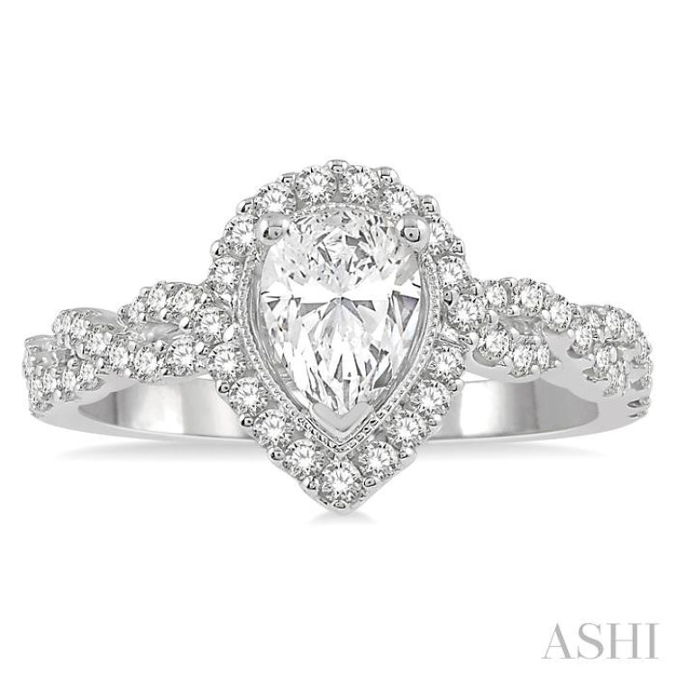 Pear Shape Semi-Mount Diamond Engagement Ring