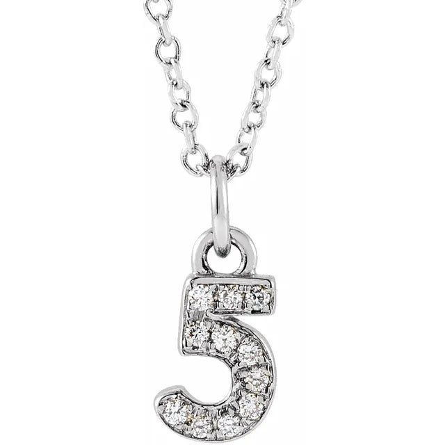 Natural Diamond Numeral Necklace - Luvona