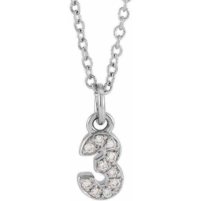 Natural Diamond Numeral Necklace - Luvona