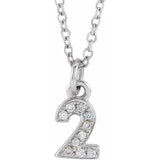 Natural Diamond Petite Block Initial Necklace