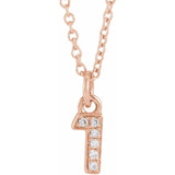 Natural Diamond Petite Block Initial Necklace