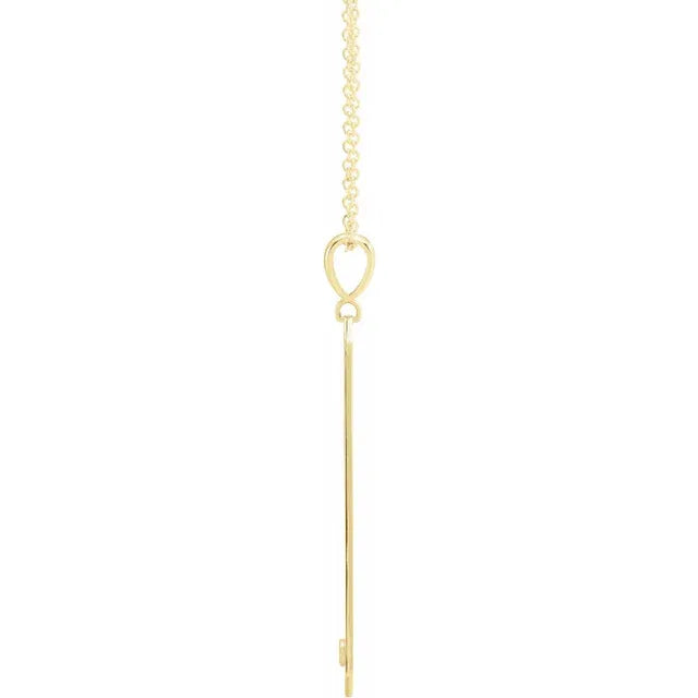 14K Yellow .03 CTW Natural Diamond Engravable Bar 18" Necklace - Luvona