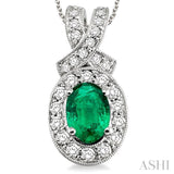 Oval Shape Gemstone & Diamond Pendant