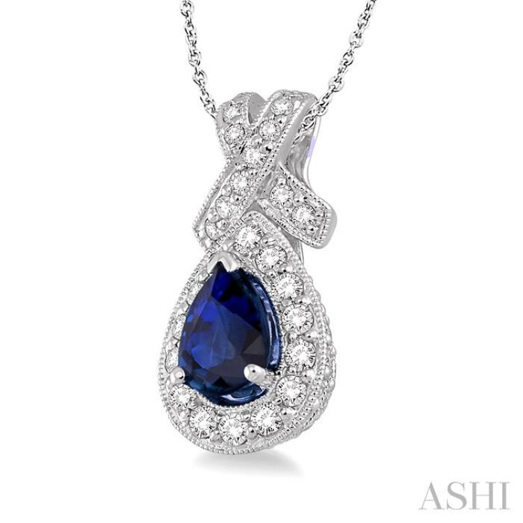 Pear Shape Gemstone & Diamond Pendant