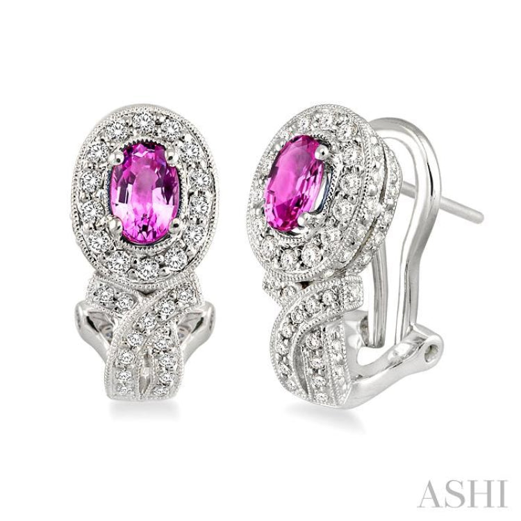 Oval Shape Gemstone & Diamond Earrings