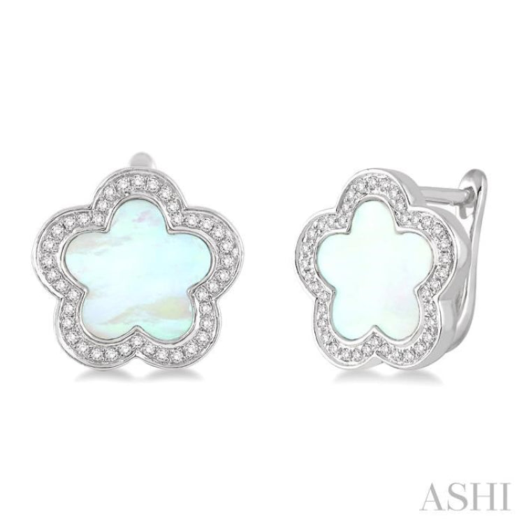 Flower Shape Gemstone & Diamond Earrings