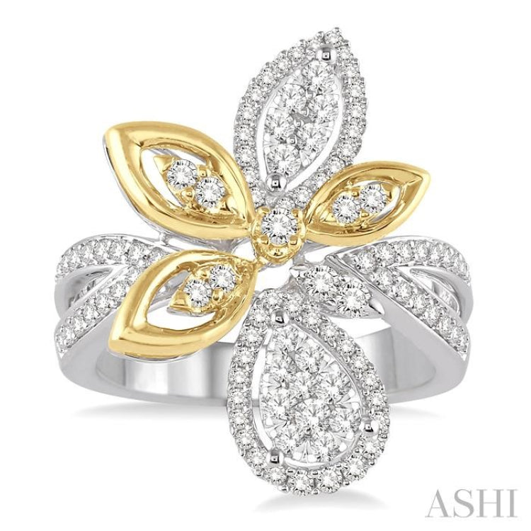 Flower Shape Lovebright Diamond Fashion Ring
