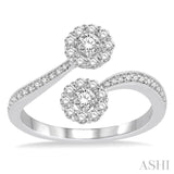 2 Stone Diamond Fashion Open Ring