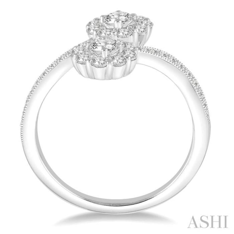 2 Stone Diamond Fashion Open Ring