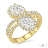 Pear Shape 2 Stone Lovebright Diamond Fashion Ring