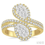 Pear Shape 2 Stone Lovebright Diamond Fashion Ring