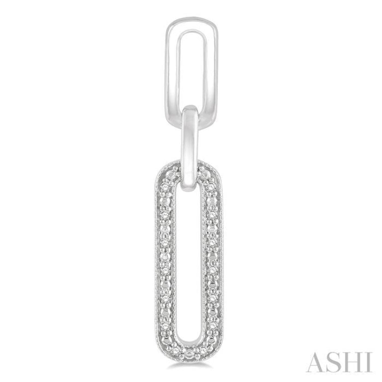 Silver Paper Clip Diamond Fashion Long Earrings