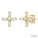 Cross Petite Baguette Diamond Fashion Earrings