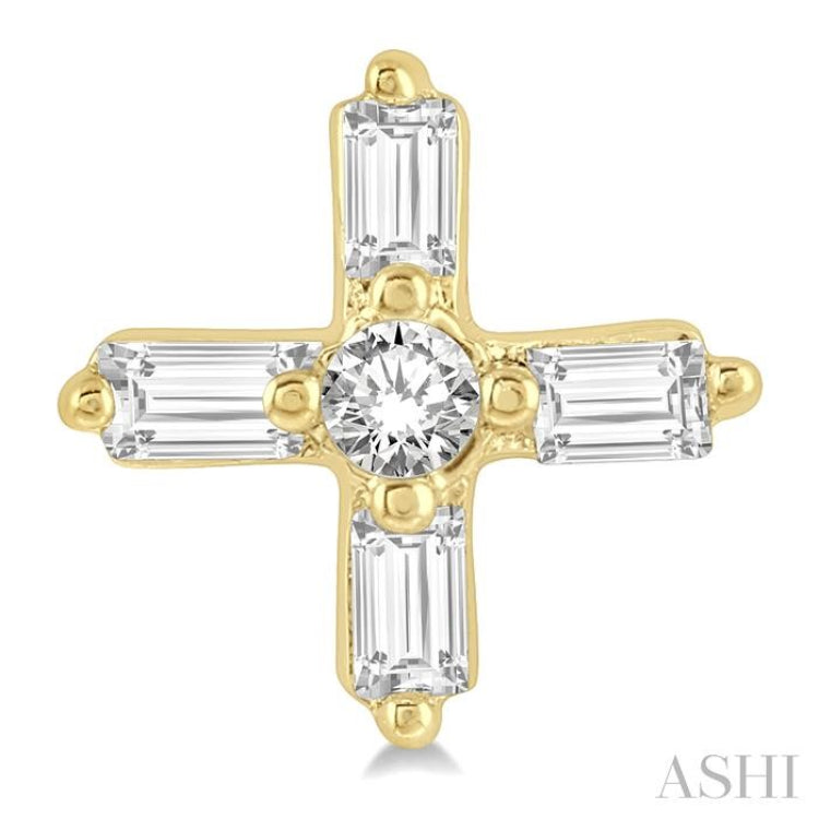 Cross Petite Baguette Diamond Fashion Earrings