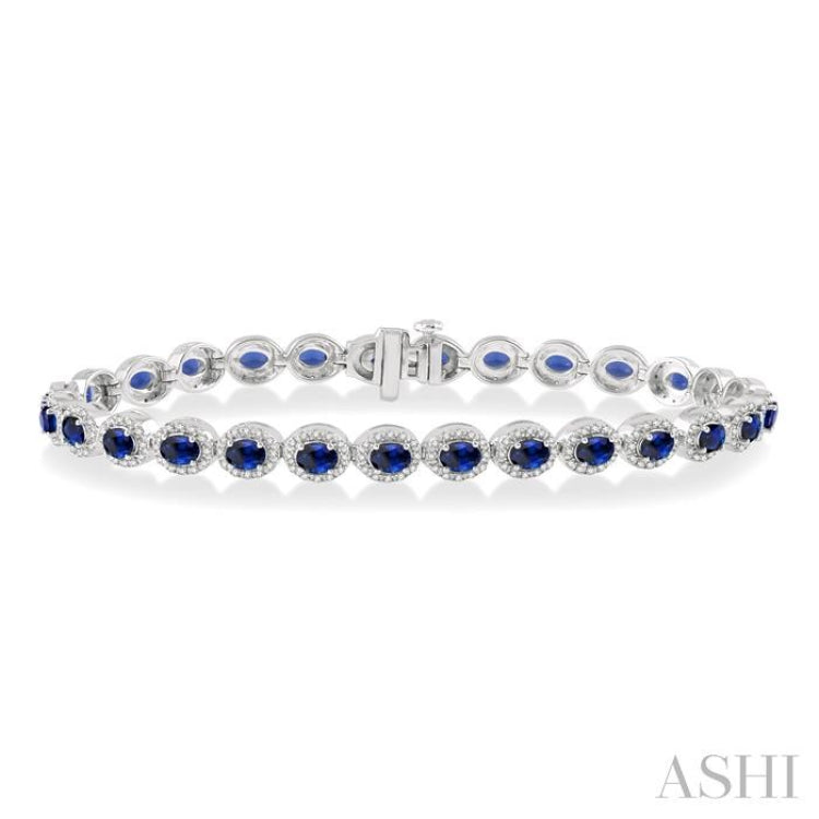 Oval Shape Gemstone & Diamond Bracelet