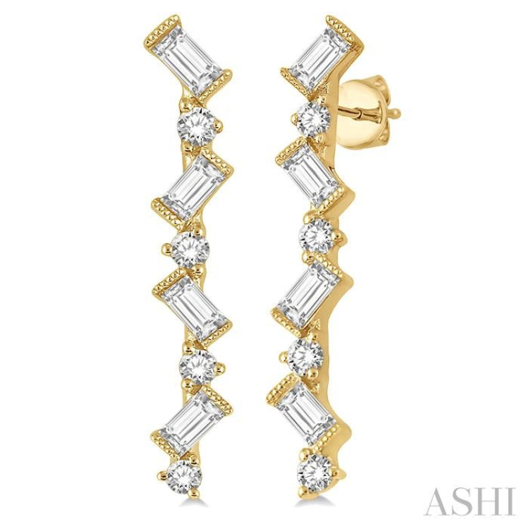 Scatter Zig-Zag Baguette Diamond Fashion Earrings