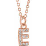 Natural Diamond Petite Block Initial Necklace