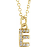 Natural Diamond Petite Block Initial Necklace