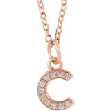 Natural Diamond Petite Block Initial Necklace