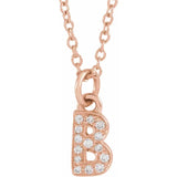 Natural Diamond Petite Block Initial Necklace