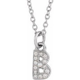 Natural Diamond Petite Block Initial Necklace