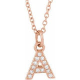 Natural Diamond Petite Block Initial Necklace