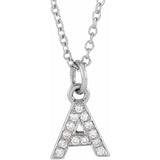 Natural Diamond Petite Block Initial Necklace