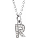 Natural Diamond Petite Block Initial Necklace