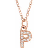 Natural Diamond Petite Block Initial Necklace