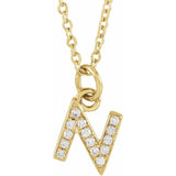 Natural Diamond Petite Block Initial Necklace